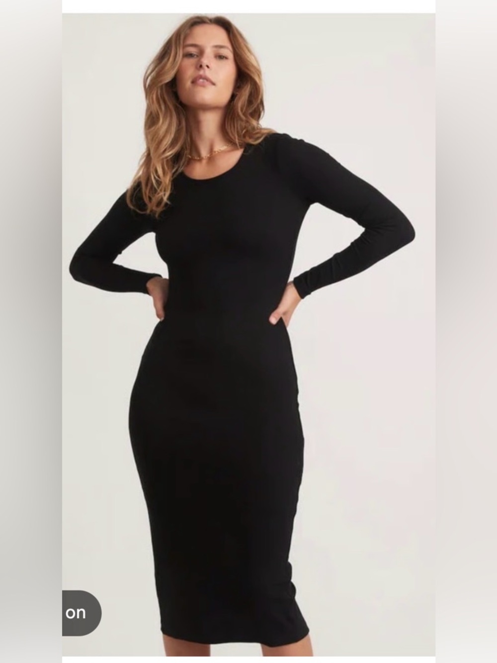 Marine Layer  Black Lexi Rib long sleeve midi side slit dress  women size M